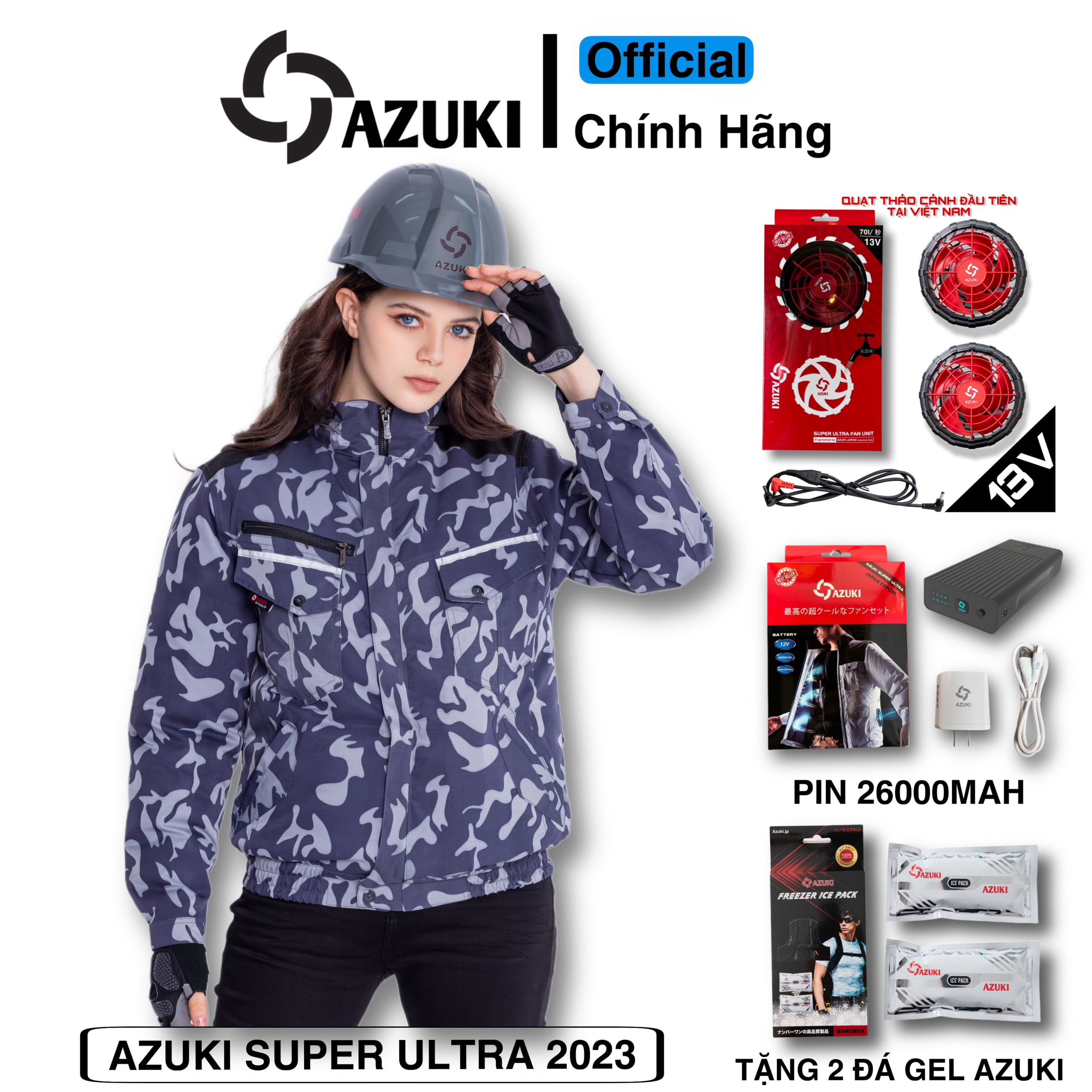 Quạt áo điều hòa Azuki 13V siêu mạnh