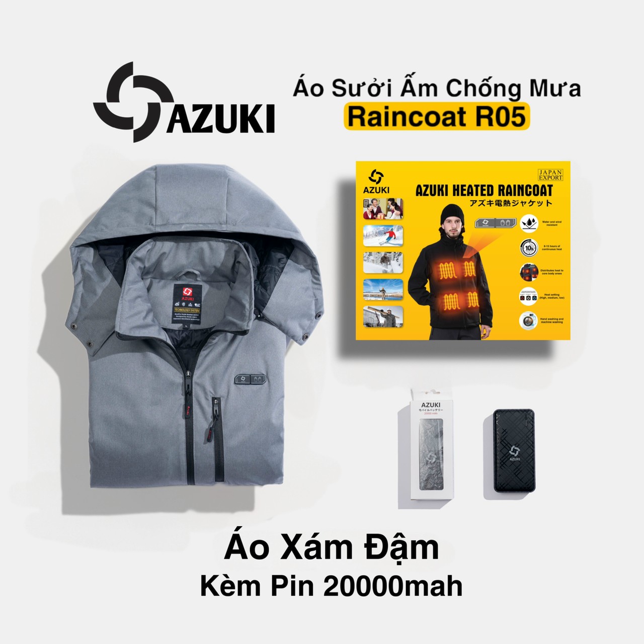 Áo khoác điện sưởi ấm Azuki