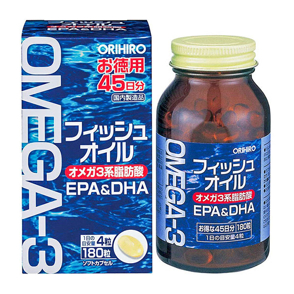 Viên uống dầu cá Omega 3 Orihiro (Lọ 180 viên)