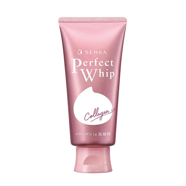 Sữa rửa mặt Shiseido Senka Perfect Whip màu hồng bổ sung collagen