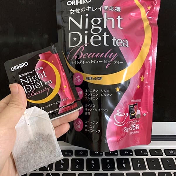 Trà giảm cân Night Diet Tea Orihiro màu hồng giảm cân, đẹp da