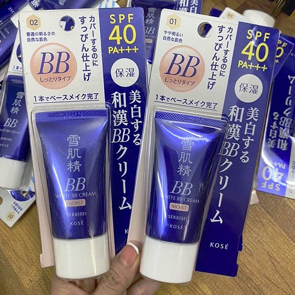 Kem Nền BB Kose Sekkisei White BB Cream moist 01 và 02