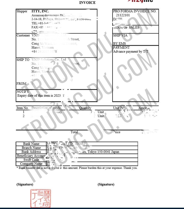 invoice và packing list